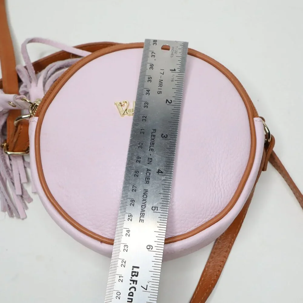 Valentina Italia Pink Small Circle Crossbody Bag Adjustable Strap Luxury Leather - Picture 6 of 12